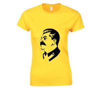 (Yellow, XL) Joseph Stalin Soviet Union Russian USSR Socialist Ladies Women T Shirt Tee Top