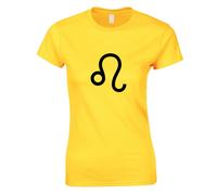 (Yellow, XL) Leo Lion Zodiac Horoscope Astrological Symbol Sign Ladies Women T Shirt Tee Top