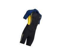 (Yellow, XL) Mens Shorty Wetsuit Full Body Front Zip for Surf Spearfishing