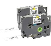 Yellow Yeti 2 Labelling Tape Cassettes TZe-131 TZ-131 12mm x 8m Black on Clear Laminated Label Tapes Compatible with Brother P-Touch PT-1000 PT-H100 PT-D210VP PT-D400 PT-D600VP PT-P700 PT-P750W Cube