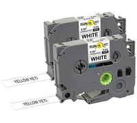 Yellow Yeti 2 Labelling Tape Cassettes TZe-221 TZ-221 9mm x 8m Black on White Laminated Label Tapes Compatible with Brother P-Touch PT-1000 PT-H100 PT-D210VP PT-D400 PT-D600VP PT-P700 PT-P750W Cube