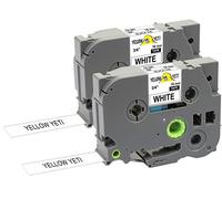 Yellow Yeti 2 Labelling Tape Cassettes TZe-241 TZ-241 18mm x 8m Black on White Laminated Label Tapes compatible with Brother P-Touch PT-2030VP PT-D400 PT-D450VP PT-D600VP PT-H300 PT-P700 PT-P750W CUBE