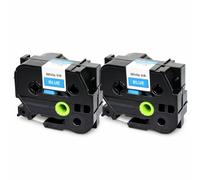 YELLOW YETI 2-Pack 36mm x 8mm White on Blue TZ-565 Compatible Tape, Adhesive Laminated Labels for Brother P-Touch PT-530 PT-550 PT-9400 PT-9500PC PT-9700PC and Wide-Format Label Makers