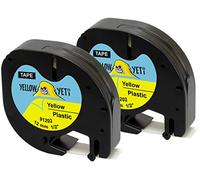 Yellow Yeti 2 Plastic Label Tapes 91202 S0721620 S0721670 Black on Yellow 12mm x 4m Compatible with LetraTag LT-100H LT-100T LT-110T QX50 XR XM 2000 Plus Label Makers