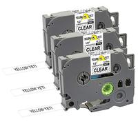 Yellow Yeti 3 Labelling Tape Cassettes TZe-131 TZ-131 12mm x 8m Black on Clear Laminated Label Tapes Compatible with Brother P-Touch PT-1000 PT-H100 PT-D210VP PT-D400 PT-D600VP PT-P700 PT-P750W Cube