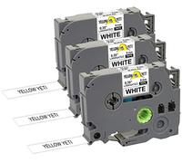 Yellow Yeti 3 Labelling Tape Cassettes TZe-221 TZ-221 9mm x 8m Black on White Laminated Label Tapes Compatible with Brother P-Touch PT-1000 PT-H100 PT-D210VP PT-D400 PT-D600VP PT-P700 PT-P750W Cube