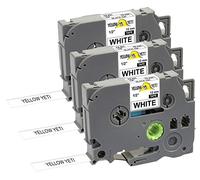 Yellow Yeti 3 Labelling Tape Cassettes TZe-231 TZ-231 12mm x 8m Black on White Laminated Label Tapes Compatible with Brother P-Touch PT-1000 PT-H100 PT-D210VP PT-D400 PT-D600VP PT-P700 PT-P750W Cube