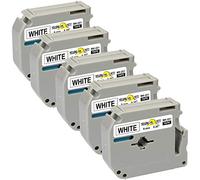 Yellow Yeti 5 Label Tapes M K221 MK221 MK-221BZ Black on White 9mm x 8m Compatible with Brother P-Touch BB-4 PT-55 PT-65 PT-70 PT-80 PT-85 PT-90 PT-M95 PT-100 PT-110 Label Makers
