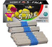 YELLOW YETI 5 Pack C301 C321 Compatible Toner Cartridges for use with Oki C301 C301dn C321 C321dn MC332dn MC342dn MC342dnw MC342dw MC342w