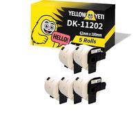 Yellow Yeti 5 Rolls DK-11202 62 x 100mm Shipping Address Labels Compatible with Brother P-Touch QL-500 QL-570 QL-700 QL-710W QL-720NW QL-800 QL-810W QL-820NWB QL-1100 QL-1110NWB | 300 Labels per Roll