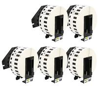 Yellow Yeti 5 Rolls DK-22214 12mm x 30.48m Continuous Standard Address Labels Compatible with Brother P-Touch QL-500 QL-550 QL-570 QL-700 QL-710W QL-720NW QL-800 QL-810W QL-820NWB QL-1100 QL-1110NWB