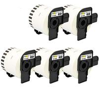 Yellow Yeti 5 Rolls DK-44205 62mm x 30.48m Continuous Removable Label Tapes Compatible with Brother P-Touch QL-500 QL-550 QL-570 QL-700 QL-710W QL-720NW QL-800 QL-810W QL-820NWB QL-1100 QL-1110NWB