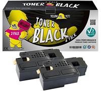 YELLOW YETI 593-11016 (2,000 Pages) 2 Compatible Black Toner Cartridges for use with Dell C1765nfw C1765nf C1760nw 1250c 1350cnw 1355cn 1355cnw