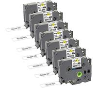 Yellow Yeti 7 Labelling Tape Cassettes TZe-221 TZ-221 9mm x 8m Black on White Laminated Label Tapes Compatible with Brother P-Touch PT-1000 PT-H100 PT-D210VP PT-D400 PT-D600VP PT-P700 PT-P750W Cube