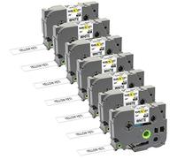 Yellow Yeti 7 Labelling Tape Cassettes TZe-241 TZ-241 18mm x 8m Black on White Laminated Label Tapes compatible with Brother P-Touch PT-2030VP PT-D400 PT-D450VP PT-D600VP PT-H300 PT-P700 PT-P750W CUBE