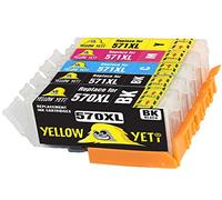 YELLOW YETI Canon PGI-570XL CLI-571XL 5 Ink Cartridges compatible with Canon Pixma TS5050 MG5750 MG5751 TS6050 MG6850 MG6851 TS5051 TS5053 TS6051 TS6052 MG5752 MG5753