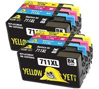 YELLOW YETI Replacement for HP 711 711XL Ink Cartridges compatible with HP DesignJet T120 T520 (2 Black + 2 Cyan + 2 Magenta + 2 Yellow)