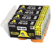 YELLOW YETI Replacement for Canon PGI-520 PGI-520BK Ink Cartridges compatible with Canon MP560 MP640 MP630 MP620 iP4600 iP4700 iP3600 MP540 MP990 MP980 MP550 MX870 MX860
