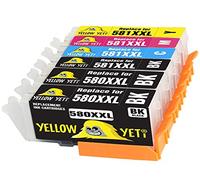 YELLOW YETI Replacement for Canon PGI-580XXL CLI-581XXL 6 Ink Cartridges compatible with Canon Pixma TS6151 TS6251 TS6350 TS6351 TS705 TR7550 TS8150 TS8152 TS8250 TS8251 TS8252 TS9550 TS9551 TS9551C