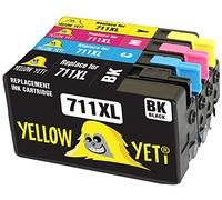 YELLOW YETI Replacement for HP 711 711XL Ink Cartridges compatible with HP DesignJet T120 T520 (1 Black + 1 Cyan + 1 Magenta + 1 Yellow)