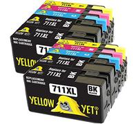 YELLOW YETI Replacement for HP 711 711XL Ink Cartridges compatible with HP DesignJet T120 T520 (4 Black + 2 Cyan + 2 Magenta + 2 Yellow)