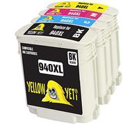 YELLOW YETI Replacement for HP 940 940XL Ink Cartridges compatible with HP OfficeJet Pro 8000 8500 8500A A809a A809n A909a A909g A910a A910g (1 Black + 1 Cyan + 1 Magenta + 1 Yellow)