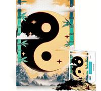 Yellow Yin Yang Bamboo Art Adults 1000 Piece Jigsaw Puzzle Focus Memory Game Zero Gap Compact Fun for Family Game Time (50x75cm)