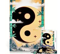 Yellow Yin Yang Bamboo Art Adults Puzzles 1000 Piece Jigsaws Brain Development Leisure Activity Clean Join Joyful Xmas (38x26cm)