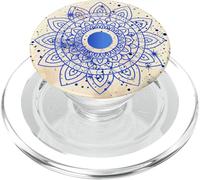 Yellow Zen Energy Blue Mindfulness Spiritual Symbols Mandala PopSockets PopGrip for MagSafe
