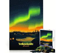 Yellowknife Aurora Borealis 1000 Piece Jigsaws for Adults Puzzle Improve Memory Happy Idle Time Laser Cut Art Xmas Gift (38x26cm)