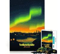 Yellowknife Aurora Borealis Adults 1000 Piece Jigsaw Puzzle Think Exercise Game Zero Gap Bonding Activity for Loved Ones (38x26cm)