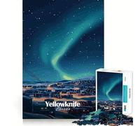 Yellowknife Aurora Borealis Jigsaw Puzzle 1000 Logic Thinking Play Expert Cutting Craftsmanship Quiet Time Mind Exercise at Home (50x75cm)