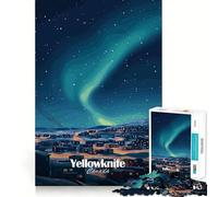 Yellowknife Aurora Borealis Jigsaw Puzzle 1000 Piece Cognitive Fun Play Precise Interlock Structure Bonding Activity for Loved Ones (38x52cm)