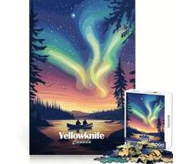 Yellowknife Aurora Borealis Jigsaw Puzzle 1000 Piece for Teenagers Focus Training Peaceful Escape Tight Join Thoughtful Gift (50x75cm)