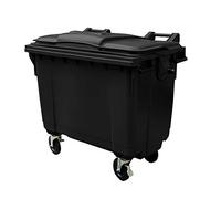 Yellowshield 1100 Litre Wheelie Bin - Grey, Largest 4 Wheeled Bin Available, 4 x 200mm Swivel Castors With 2 Central Locking Brakes, Commercial & Industrial Bin