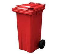 Yellowshield 120 Litre Wheelie Bin - Red, Smallest Household Size, EN 840 standard, Size 490 (w) x 555 (d) x 1005 (h) mm