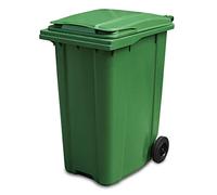 Yellowshield 360 Litre Wheelie Bin - Green, Larger Household Size - EN 840 standard, Largest 2 Wheeled Bin Available, Size 585 (w) x 880 (d) x 1264 (h) mm
