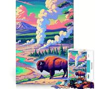 Yellowstone Bison Adults 1000 Piece Jigsaw Puzzle Recall Fun Play Premium Laser Cut Quality Quiet Time Mind Exercise at Home (50x75cm)