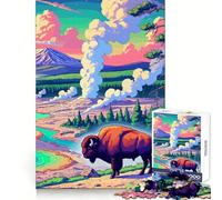 Yellowstone Bison for Adults 1000 Piece Jigsaw Puzzle Sharp Recall Calm Recreation Uniform Cut Festive Present (38x26cm)
