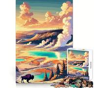 Yellowstone Bison Sunset 1000 Piece Jigsaw Puzzle for Adults Logical Think Soft Distraction Seamless Lock Festive Present (38x26cm)