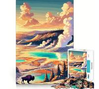 Yellowstone Bison Sunset Adult Jigsaw1000 Pieces Memory Skill Fun Stable Fit No Shifting Parts Compact Fun for Family Game Time (38x52cm)