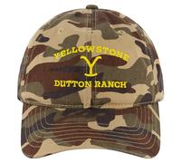 Yellowstone Dad Hat, Dutton Ranch Adjustable Baseball Cap with Curved Brim, Camo, One Size