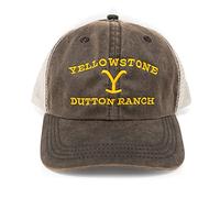 Yellowstone Dutton Ranch Logo Hat - Authentic Brown Washed Design with Embroidered Logo - As Seen on Yellowstone - Adjustable Hook Closure - Officially Licensed, Brown