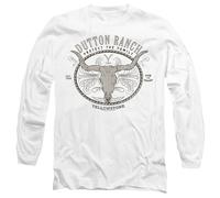 Yellowstone Dutton Ranch Mens Long Sleeve T Shirt, White, Medium