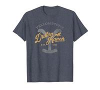 Yellowstone Dutton Ranch Script Logo Centered T-Shirt, Men, Heather Blue, 3X-Large