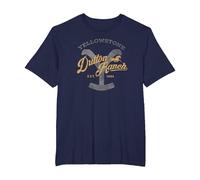 Yellowstone Dutton Ranch Script Logo Centered T-Shirt, Men's Big and Tall, Navy Blue, 3X Tall