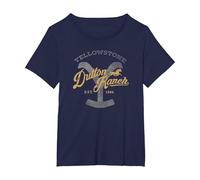 Yellowstone Dutton Ranch Script Logo Centered T-Shirt, Women's Plus, Navy Blue, 6X