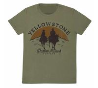 Official Yellowstone Dutton Ranch T-Shirt Olive Green Unisex Faded Print Merch