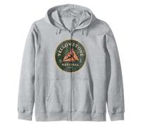Yellowstone Forest National Park Outdoor Hiking Distressed Zip Hoodie