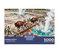 Yellowstone Geyser Basin Boardwalk Wooden Jigsaw Puzzle Waterproof 1000 Piece Puzzles for Adults Colourful Home Decoration